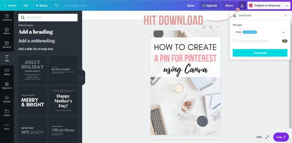 download your template - how to use canva
