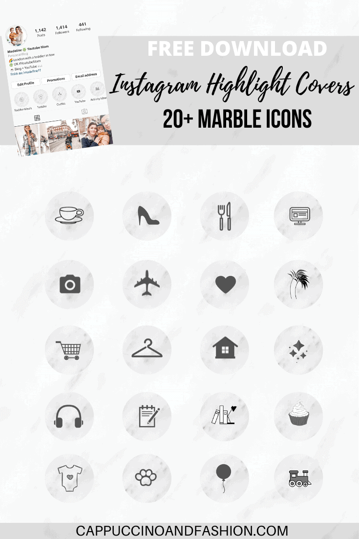 free download instagram highlight covers marble icons