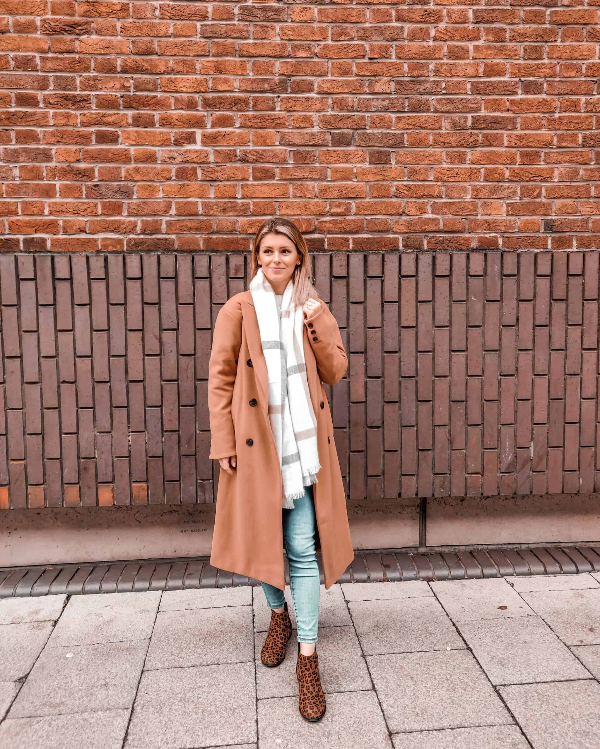 camel coat outfit for fall winter fashion primark