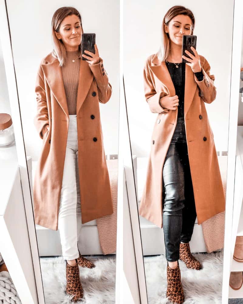 camel tones outfits - coat outfit for fall winter fashion primark