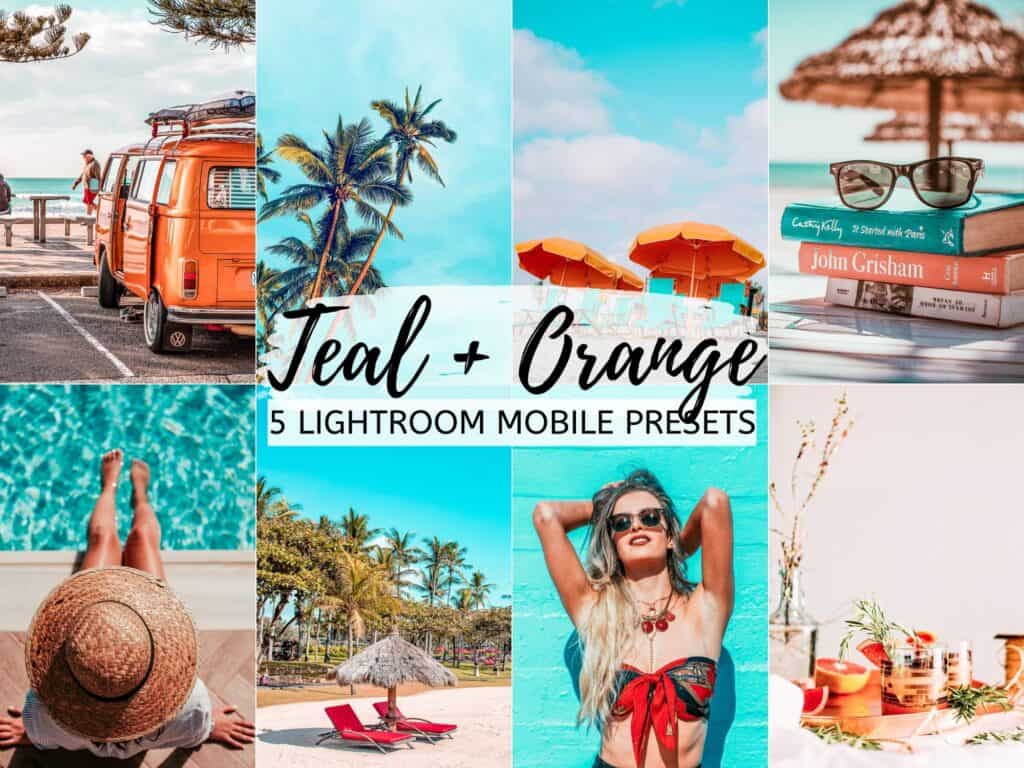 teal and orange summer bright airy lightroom mobile presets