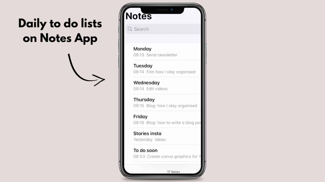 How to organise daily to do lists notes app on iPhone