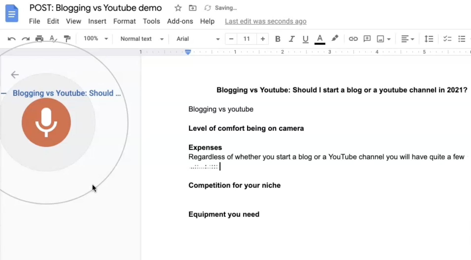 How to use speech to text in Google docs